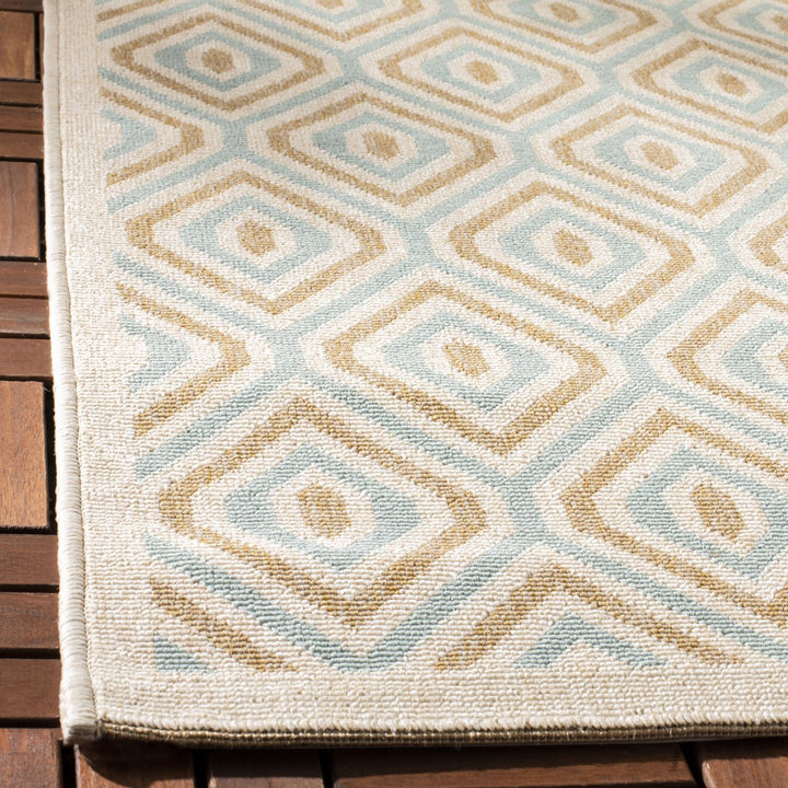 SAFAVIEH Outdoor VER003-0213 Veranda Cream / Aqua Rug Image 9