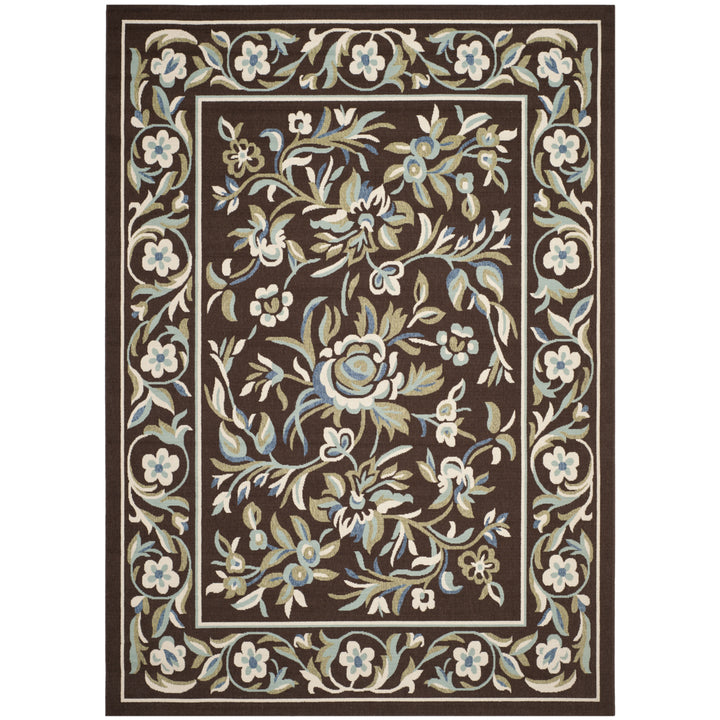 SAFAVIEH Outdoor VER011-0623 Veranda Chocolate / Aqua Rug Image 3