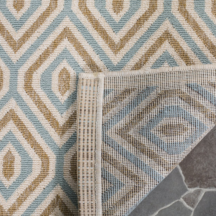 SAFAVIEH Outdoor VER003-0213 Veranda Cream / Aqua Rug Image 10