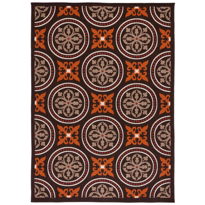 SAFAVIEH Outdoor VER030-0325 Veranda Chocolate / Terracotta Rug Image 2