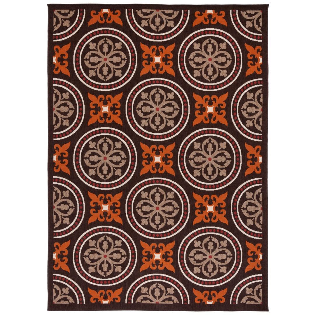 SAFAVIEH Outdoor VER030-0325 Veranda Chocolate / Terracotta Rug Image 1