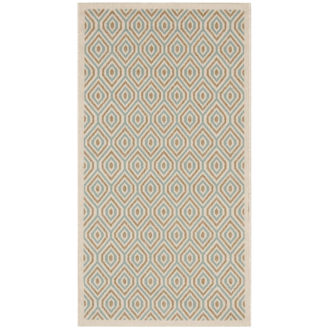 SAFAVIEH Outdoor VER003-0213 Veranda Cream / Aqua Rug Image 11