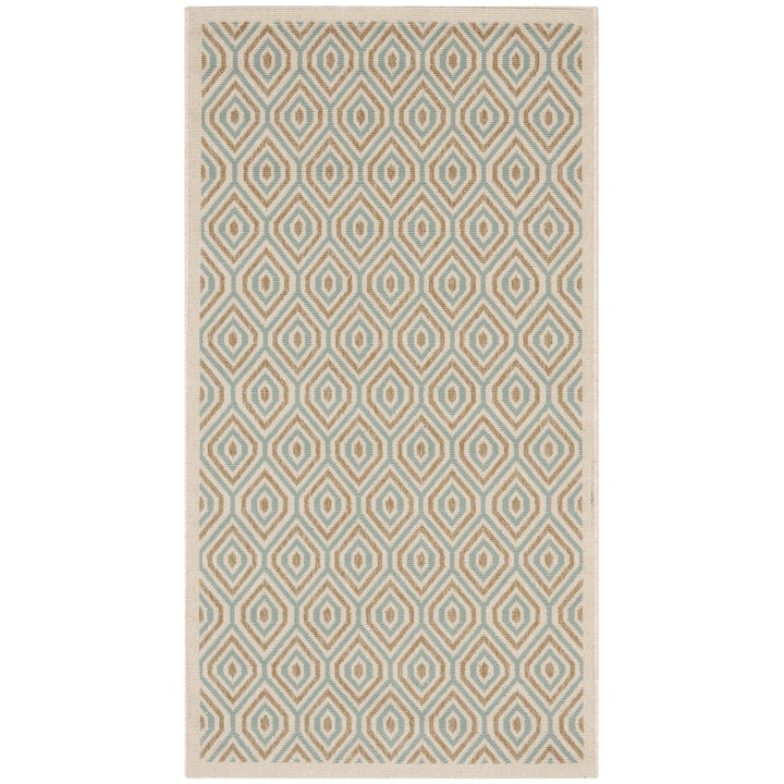 SAFAVIEH Outdoor VER003-0213 Veranda Cream / Aqua Rug Image 11