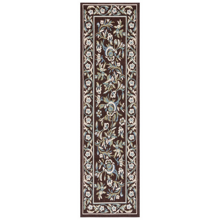 SAFAVIEH Outdoor VER011-0623 Veranda Chocolate / Aqua Rug Image 1