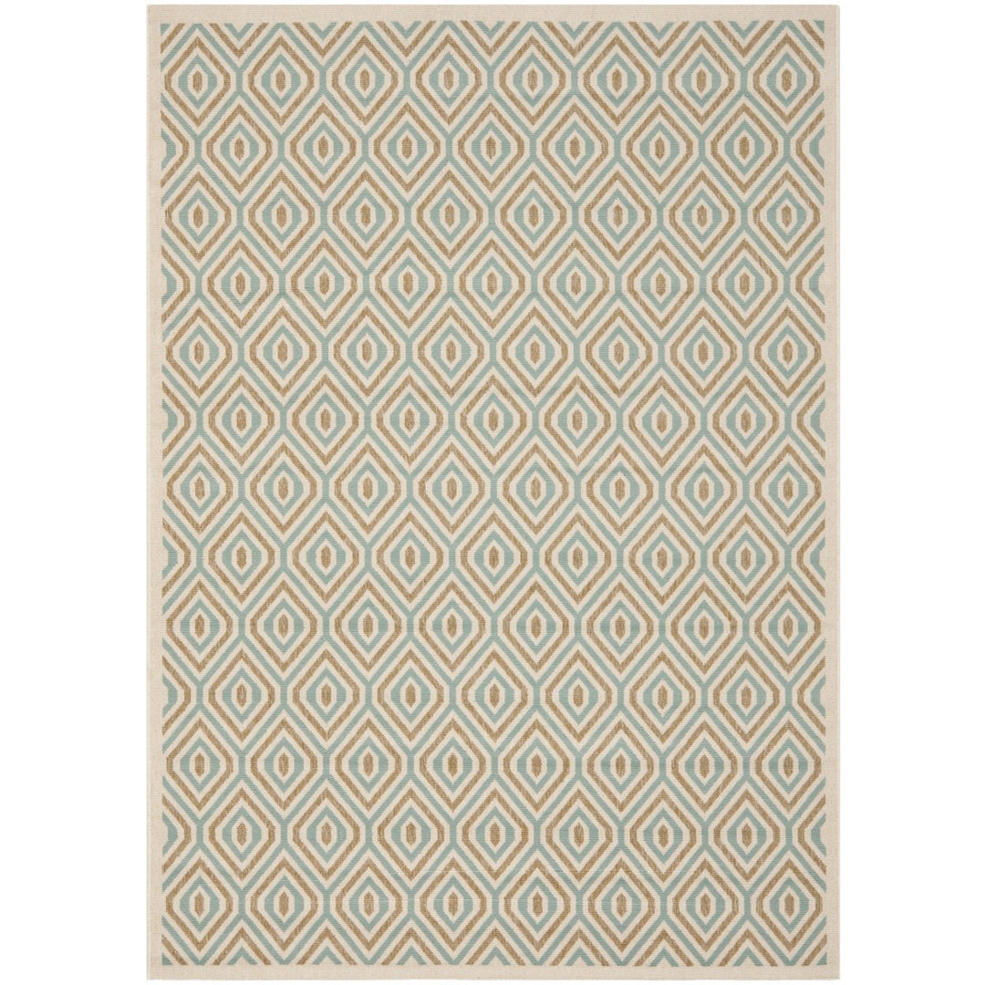 SAFAVIEH Outdoor VER003-0213 Veranda Cream / Aqua Rug Image 12