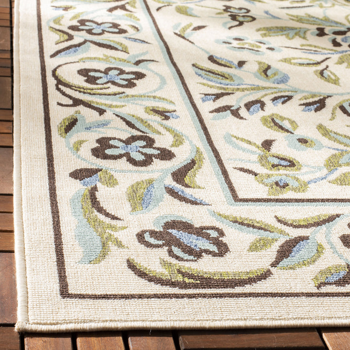 SAFAVIEH Outdoor VER011-0623 Veranda Chocolate / Aqua Rug Image 7