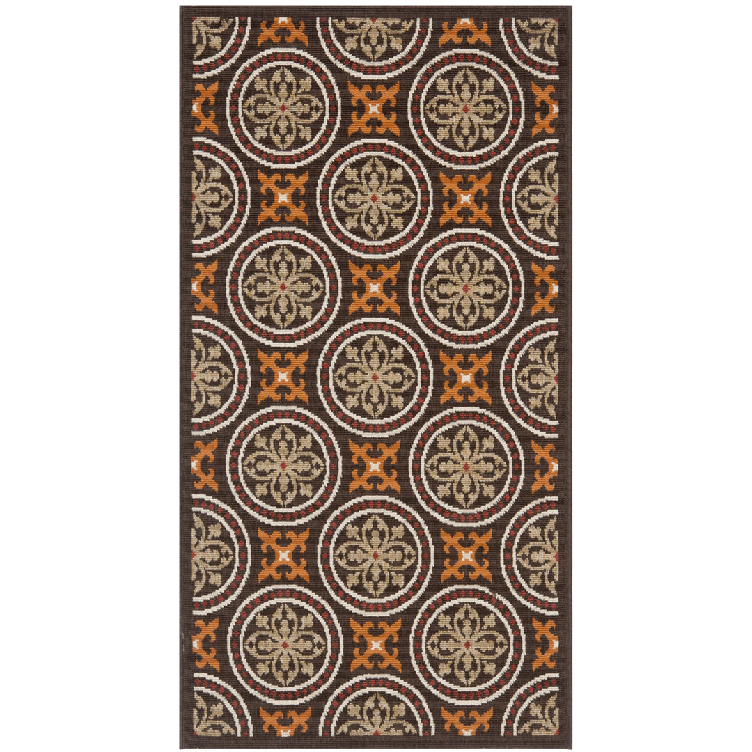 SAFAVIEH Outdoor VER030-0325 Veranda Chocolate / Terracotta Rug Image 6