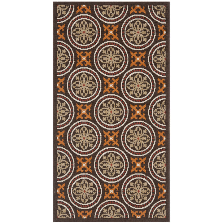 SAFAVIEH Outdoor VER030-0325 Veranda Chocolate / Terracotta Rug Image 6