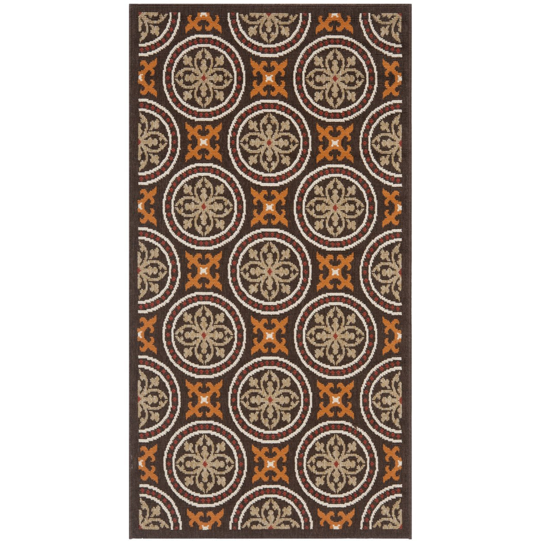 SAFAVIEH Outdoor VER030-0325 Veranda Chocolate / Terracotta Rug Image 1