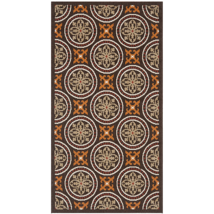 SAFAVIEH Outdoor VER030-0325 Veranda Chocolate / Terracotta Rug Image 1