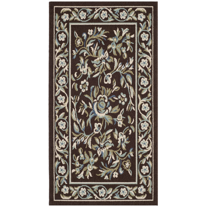 SAFAVIEH Outdoor VER011-0623 Veranda Chocolate / Aqua Rug Image 9