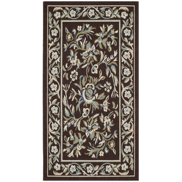 SAFAVIEH Outdoor VER011-0623 Veranda Chocolate / Aqua Rug Image 1