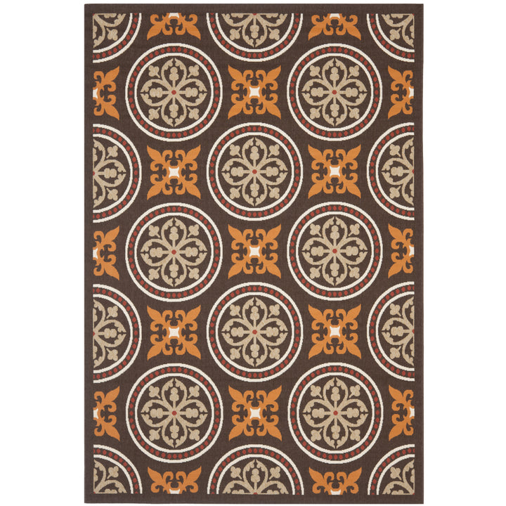 SAFAVIEH Outdoor VER030-0325 Veranda Chocolate / Terracotta Rug Image 7