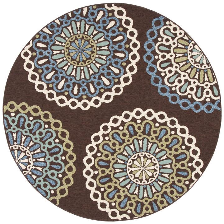 SAFAVIEH Outdoor VER092-0625 Veranda Chocolate / Blue Rug Image 5