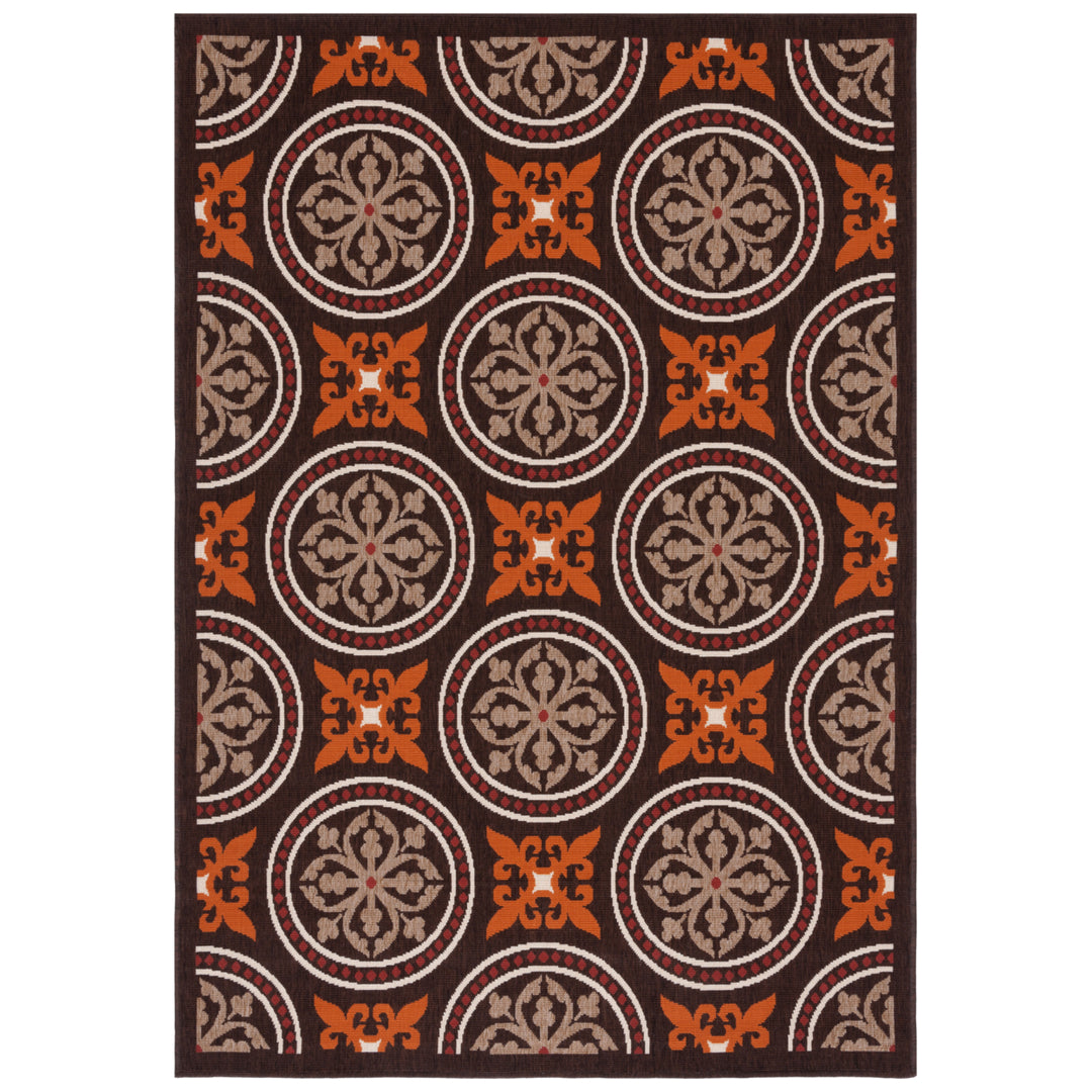 SAFAVIEH Outdoor VER030-0325 Veranda Chocolate / Terracotta Rug Image 8