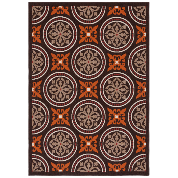 SAFAVIEH Outdoor VER030-0325 Veranda Chocolate / Terracotta Rug Image 8