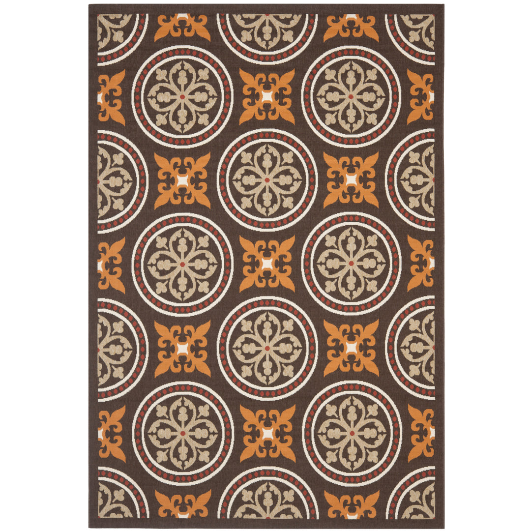 SAFAVIEH Outdoor VER030-0325 Veranda Chocolate / Terracotta Rug Image 9