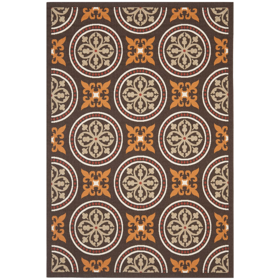 SAFAVIEH Outdoor VER030-0325 Veranda Chocolate / Terracotta Rug Image 1