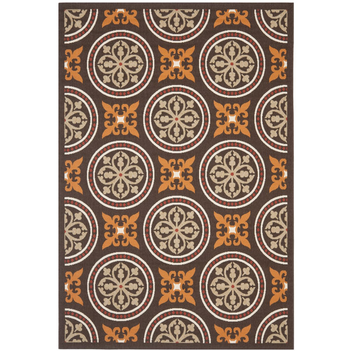 SAFAVIEH Outdoor VER030-0325 Veranda Chocolate / Terracotta Rug Image 1