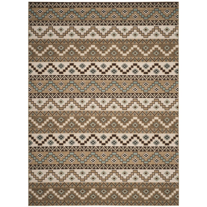 SAFAVIEH Outdoor VER095-0215 Veranda Creme / Brown Rug Image 1