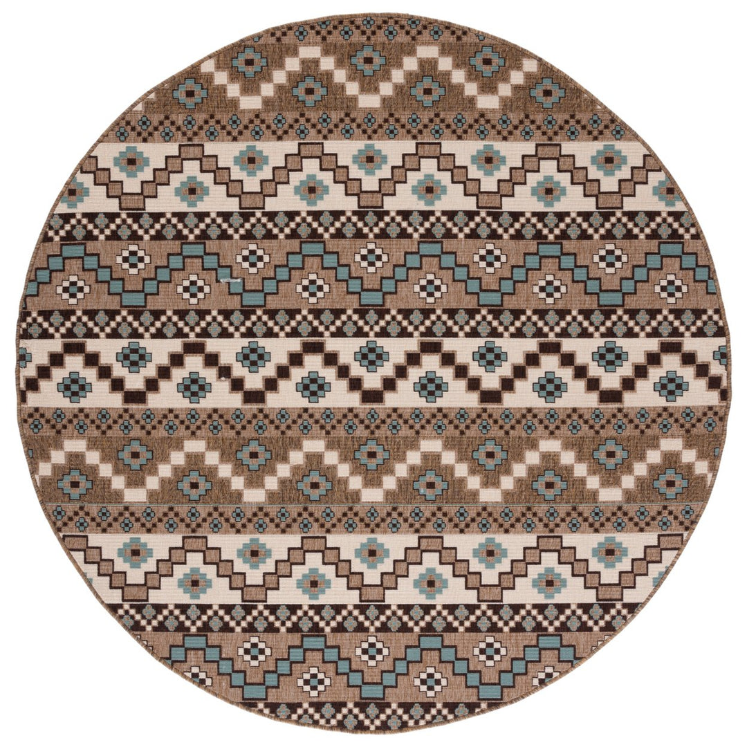 SAFAVIEH Outdoor VER095-0215 Veranda Creme / Brown Rug Image 1