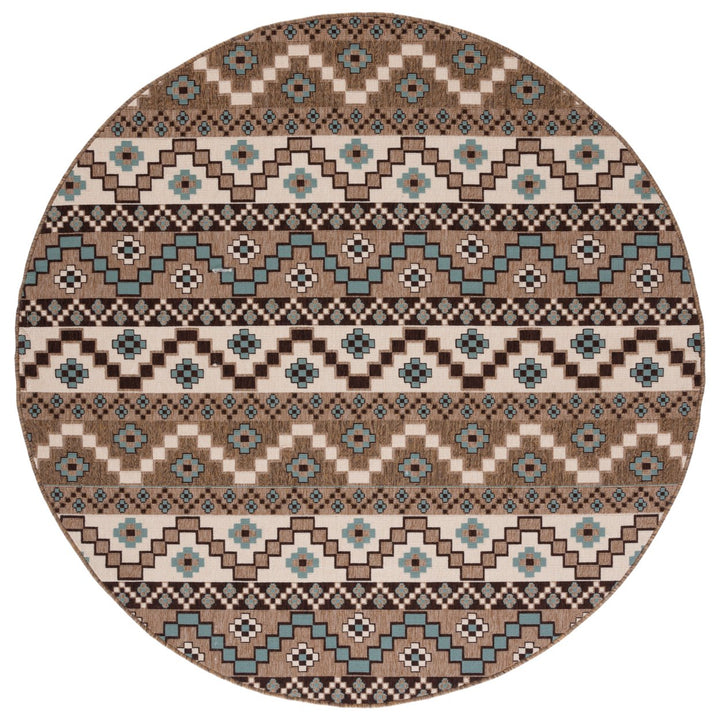 SAFAVIEH Outdoor VER095-0215 Veranda Creme / Brown Rug Image 1