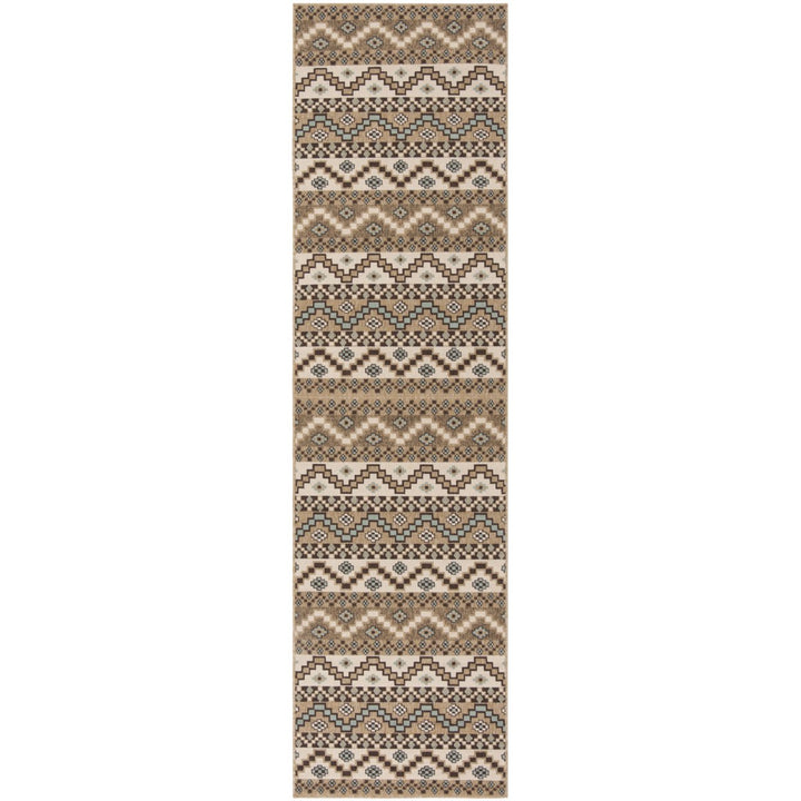 SAFAVIEH Outdoor VER095-0215 Veranda Creme / Brown Rug Image 1