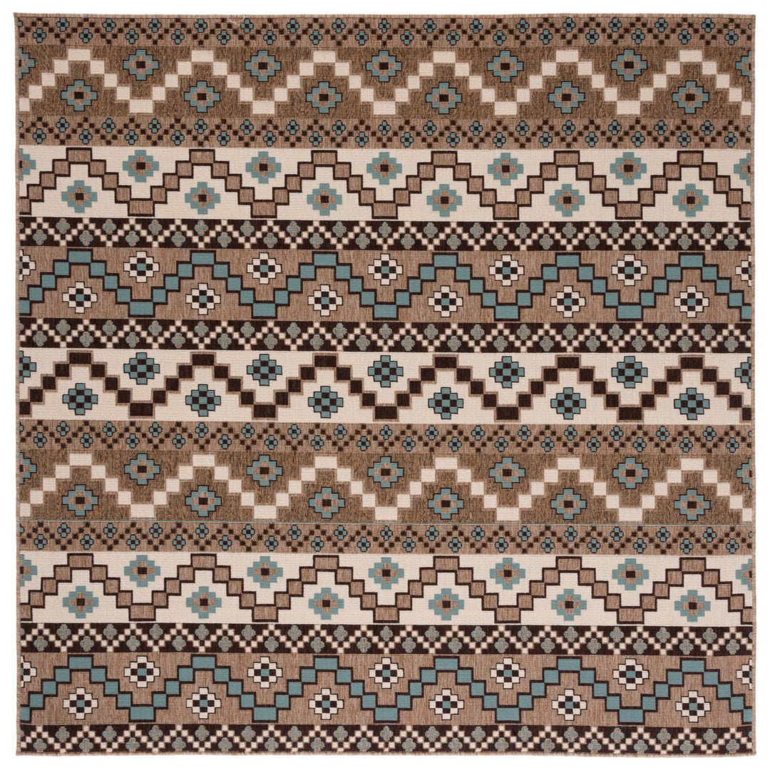 SAFAVIEH Outdoor VER095-0215 Veranda Creme / Brown Rug Image 1