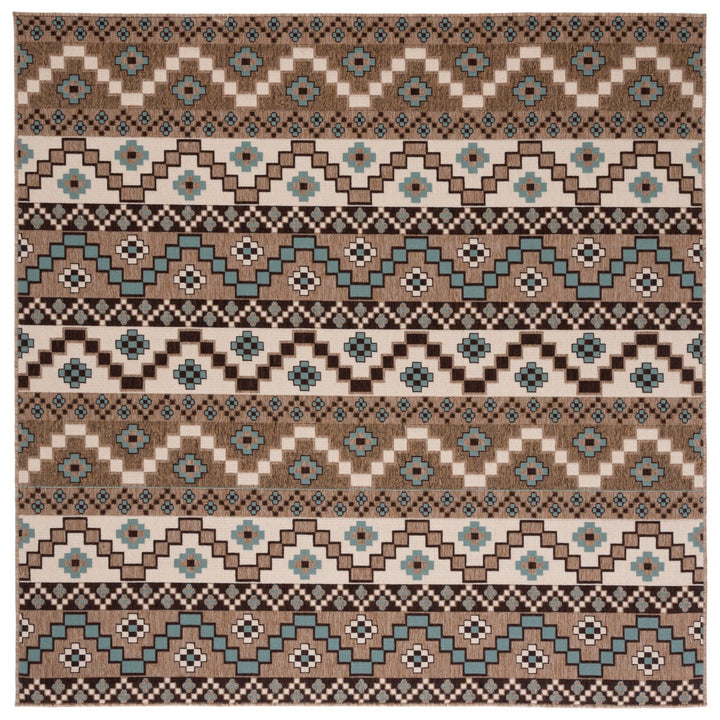 SAFAVIEH Outdoor VER095-0215 Veranda Creme / Brown Rug Image 1