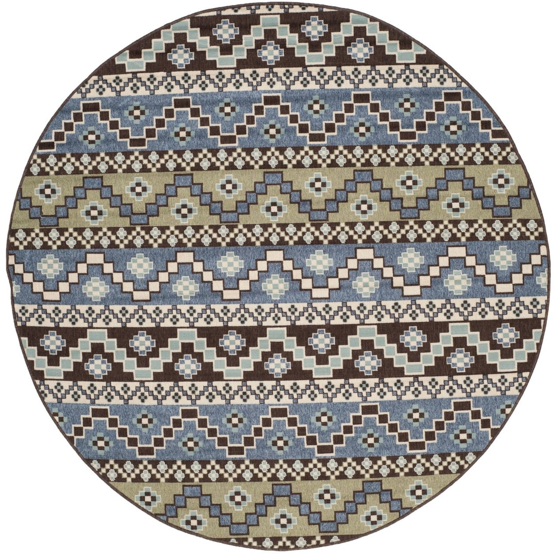 SAFAVIEH Outdoor VER095-0651 Veranda Blue / Creme Rug Image 1