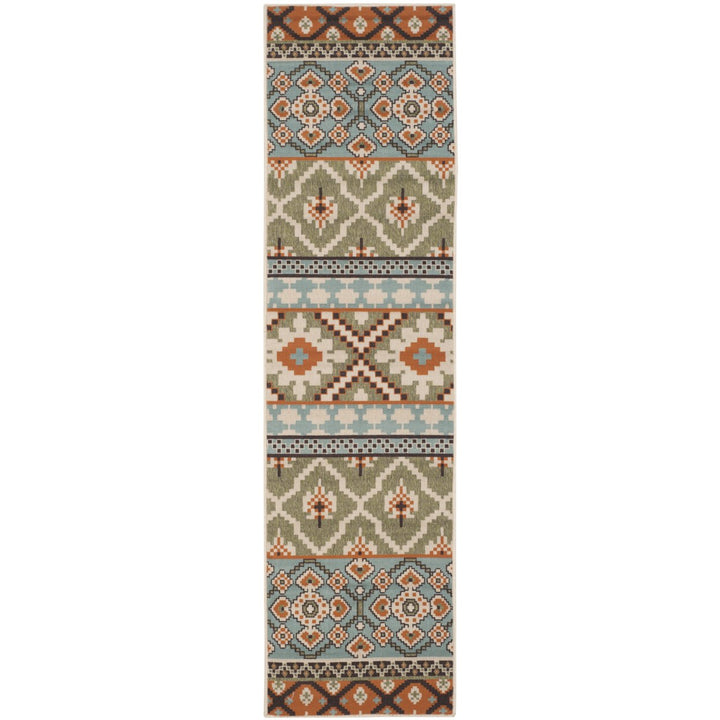 SAFAVIEH Outdoor VER097-0745 Veranda Green / Terracotta Rug Image 1