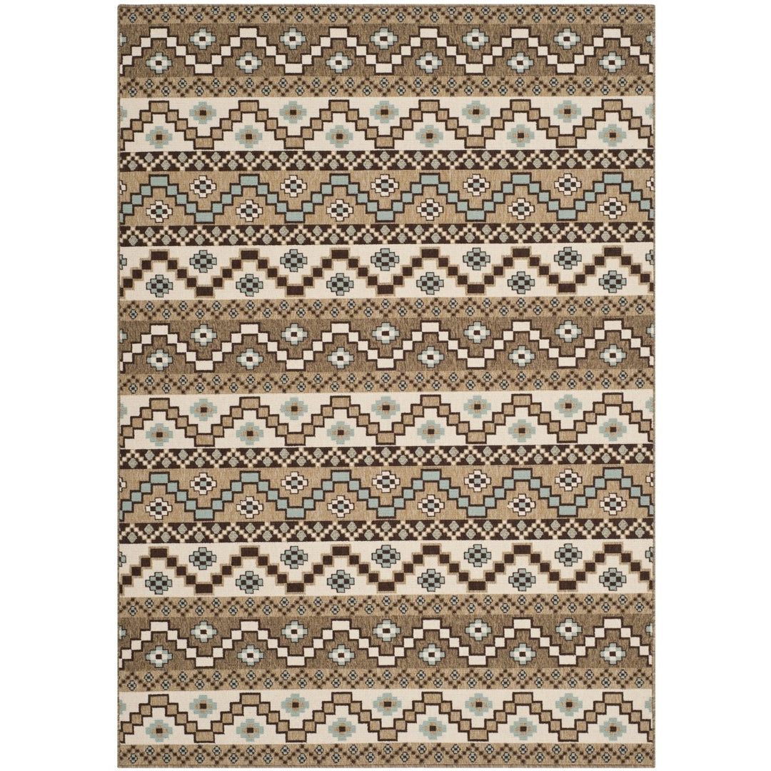 SAFAVIEH Outdoor VER095-0215 Veranda Creme / Brown Rug Image 1