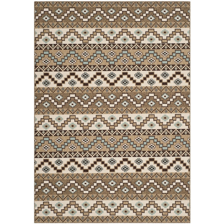 SAFAVIEH Outdoor VER095-0215 Veranda Creme / Brown Rug Image 1