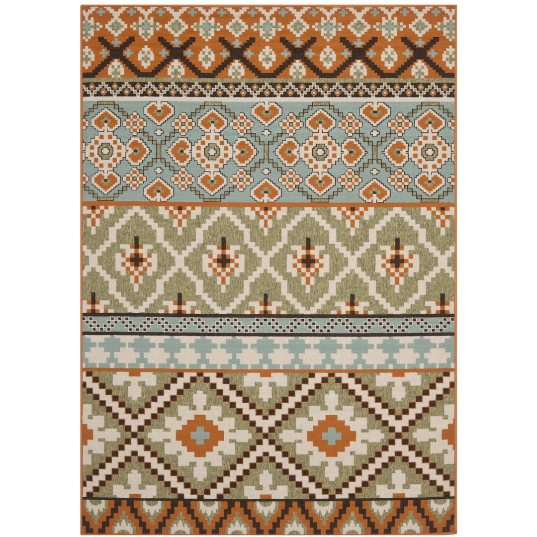 SAFAVIEH Outdoor VER097-0745 Veranda Green / Terracotta Rug Image 1