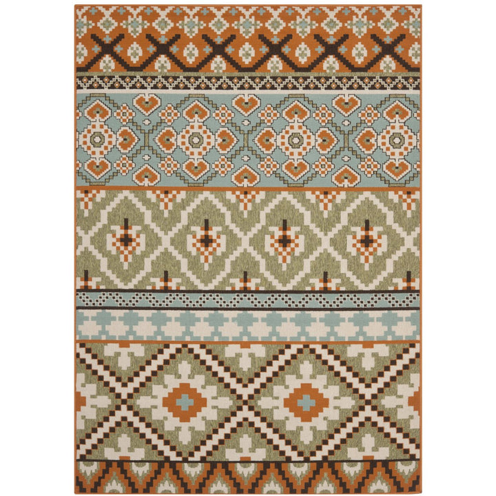 SAFAVIEH Outdoor VER097-0745 Veranda Green / Terracotta Rug Image 1