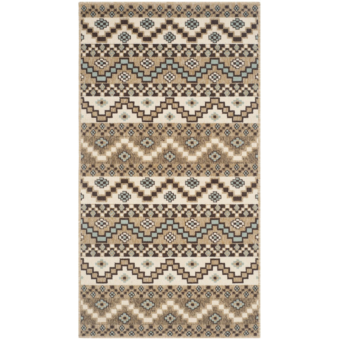 SAFAVIEH Outdoor VER095-0215 Veranda Creme / Brown Rug Image 1