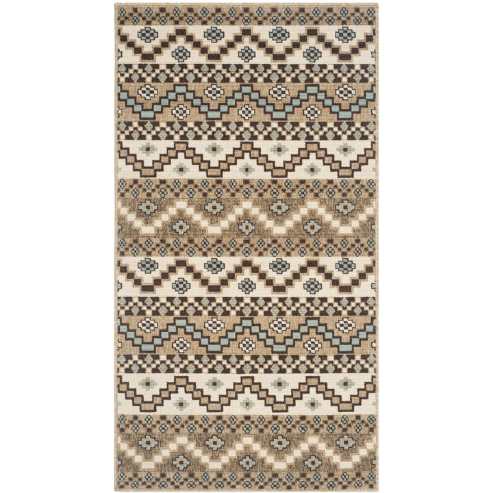 SAFAVIEH Outdoor VER095-0215 Veranda Creme / Brown Rug Image 1