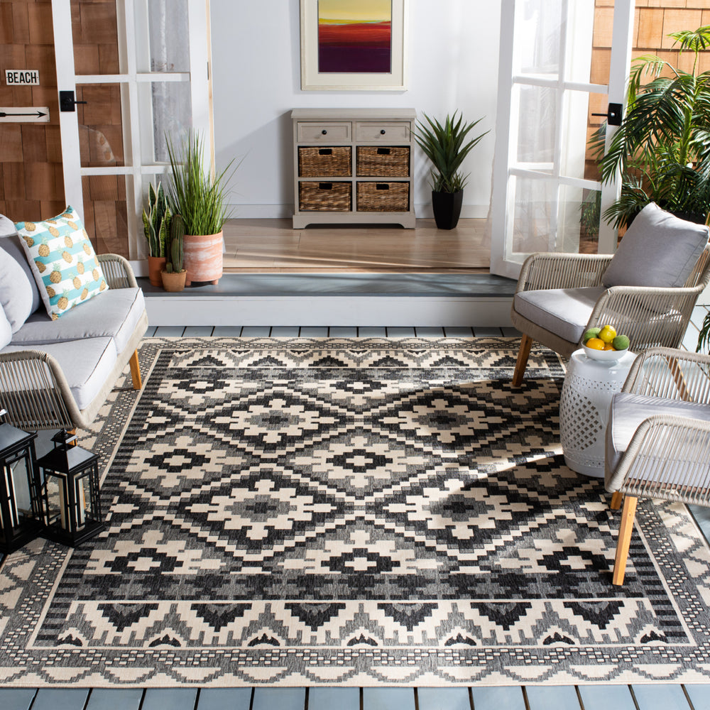 SAFAVIEH Outdoor VER096-3413 Veranda Beige / Grey Rug Image 1