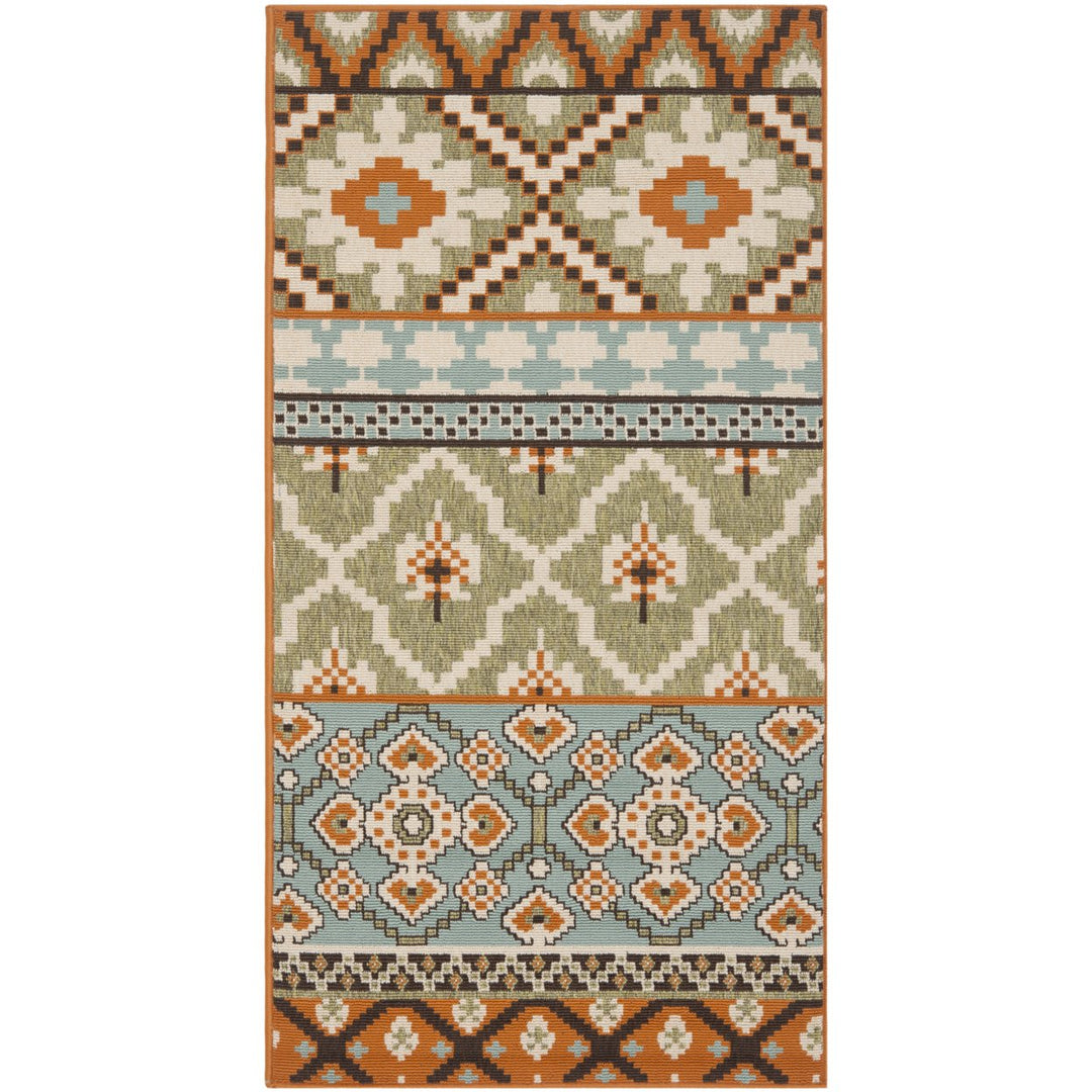 SAFAVIEH Outdoor VER097-0745 Veranda Green / Terracotta Rug Image 1