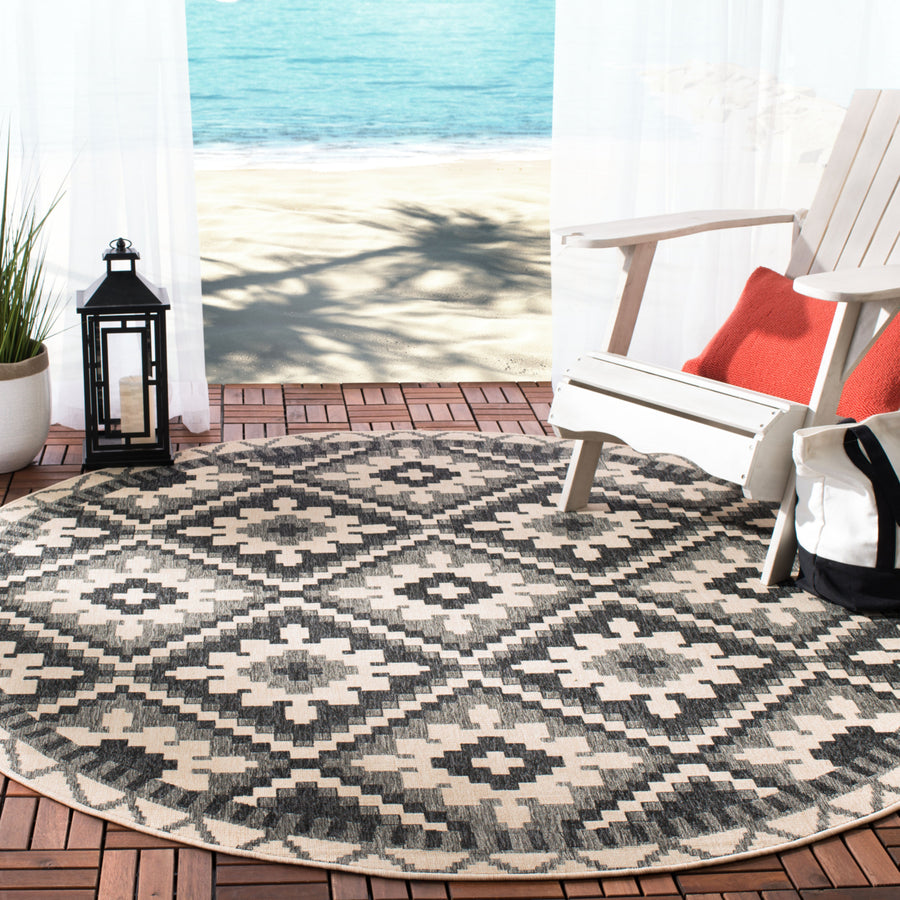 SAFAVIEH Outdoor VER096-3413 Veranda Beige / Grey Rug Image 2