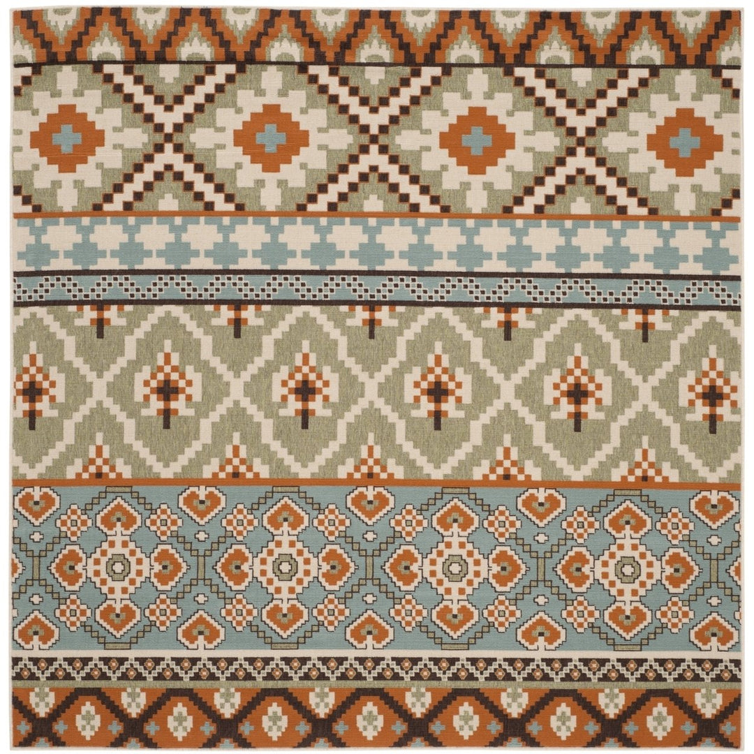 SAFAVIEH Outdoor VER097-0745 Veranda Green / Terracotta Rug Image 1