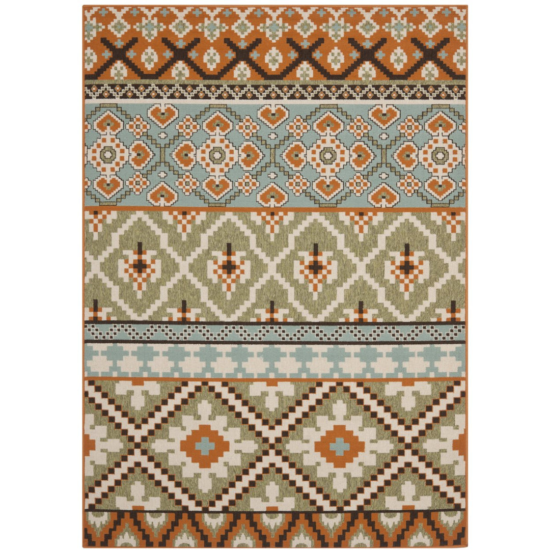 SAFAVIEH Outdoor VER097-0745 Veranda Green / Terracotta Rug Image 1