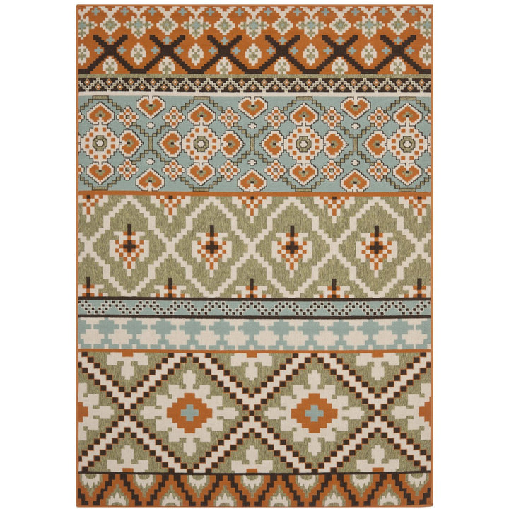 SAFAVIEH Outdoor VER097-0745 Veranda Green / Terracotta Rug Image 1