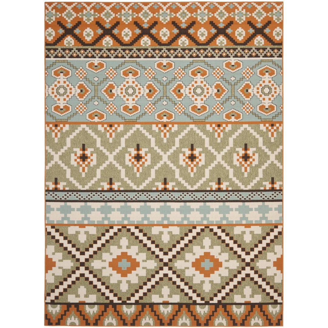 SAFAVIEH Outdoor VER097-0745 Veranda Green / Terracotta Rug Image 1