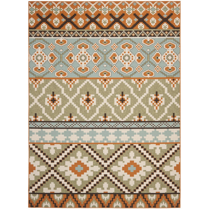 SAFAVIEH Outdoor VER097-0745 Veranda Green / Terracotta Rug Image 1