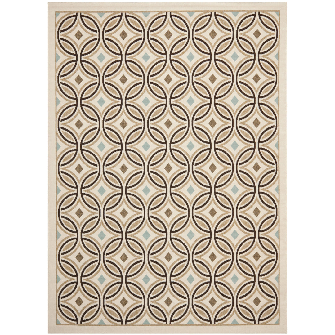 SAFAVIEH Outdoor VER047-0212 Veranda Cream / Chocolate Rug Image 2