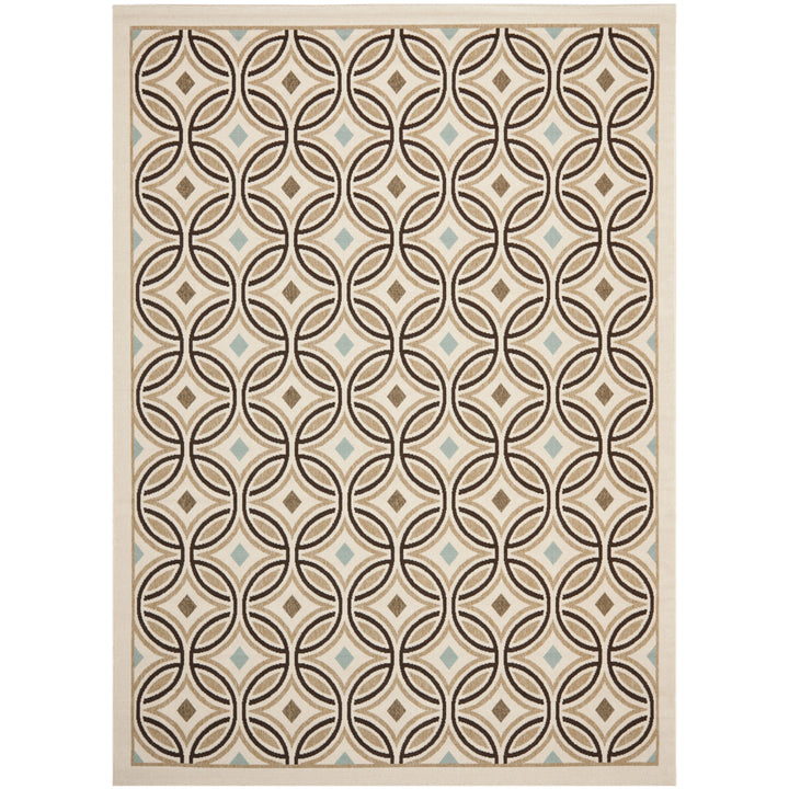 SAFAVIEH Outdoor VER047-0212 Veranda Cream / Chocolate Rug Image 2