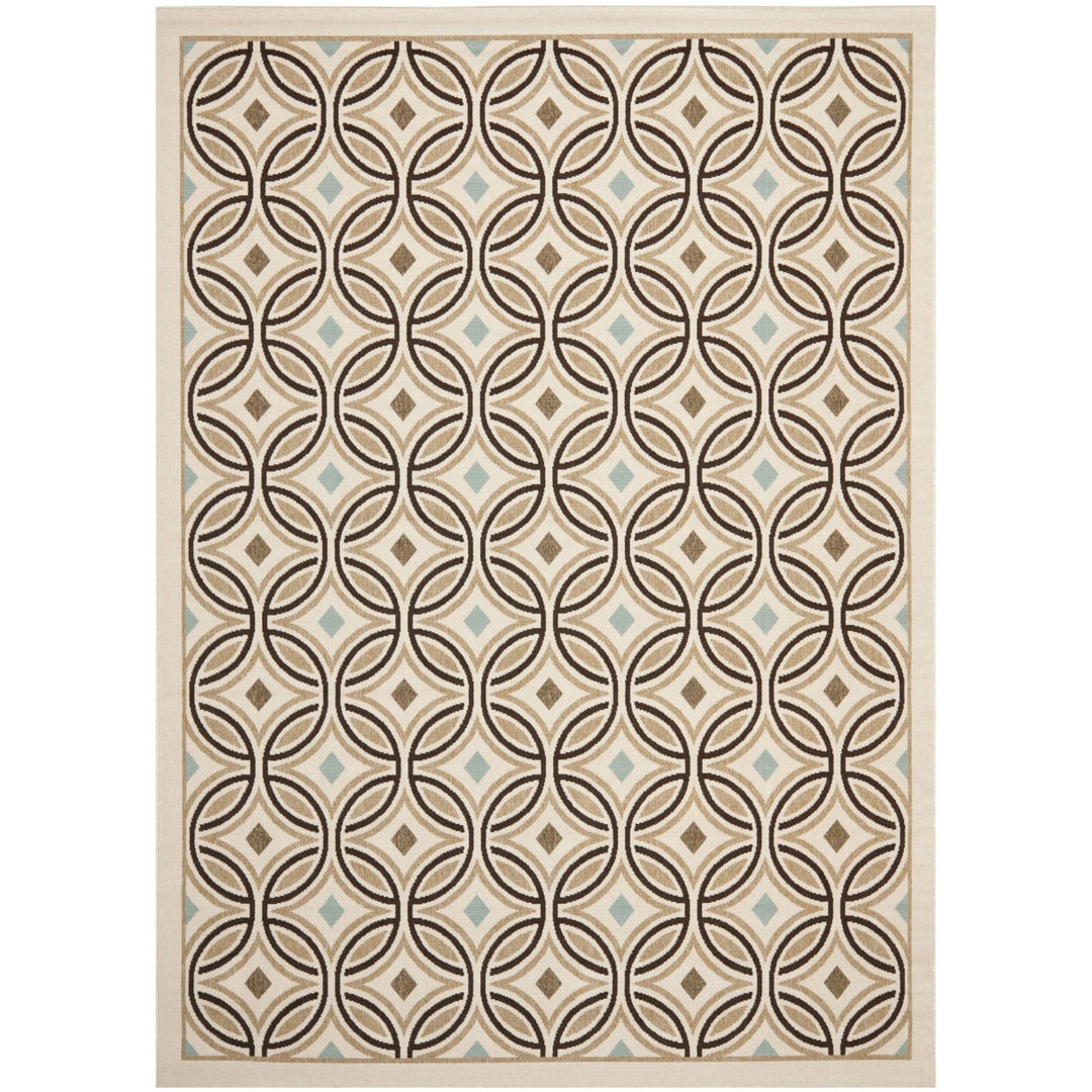 SAFAVIEH Outdoor VER047-0212 Veranda Cream / Chocolate Rug Image 1