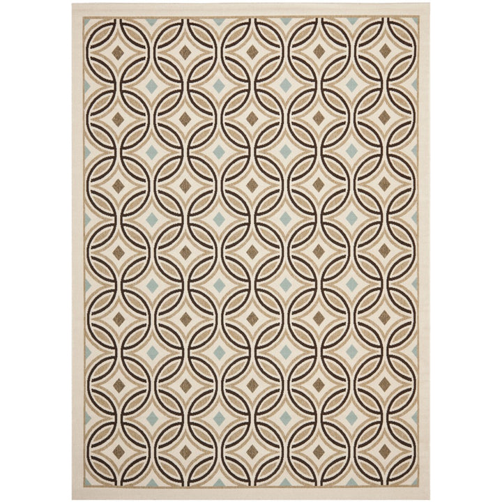 SAFAVIEH Outdoor VER047-0212 Veranda Cream / Chocolate Rug Image 1