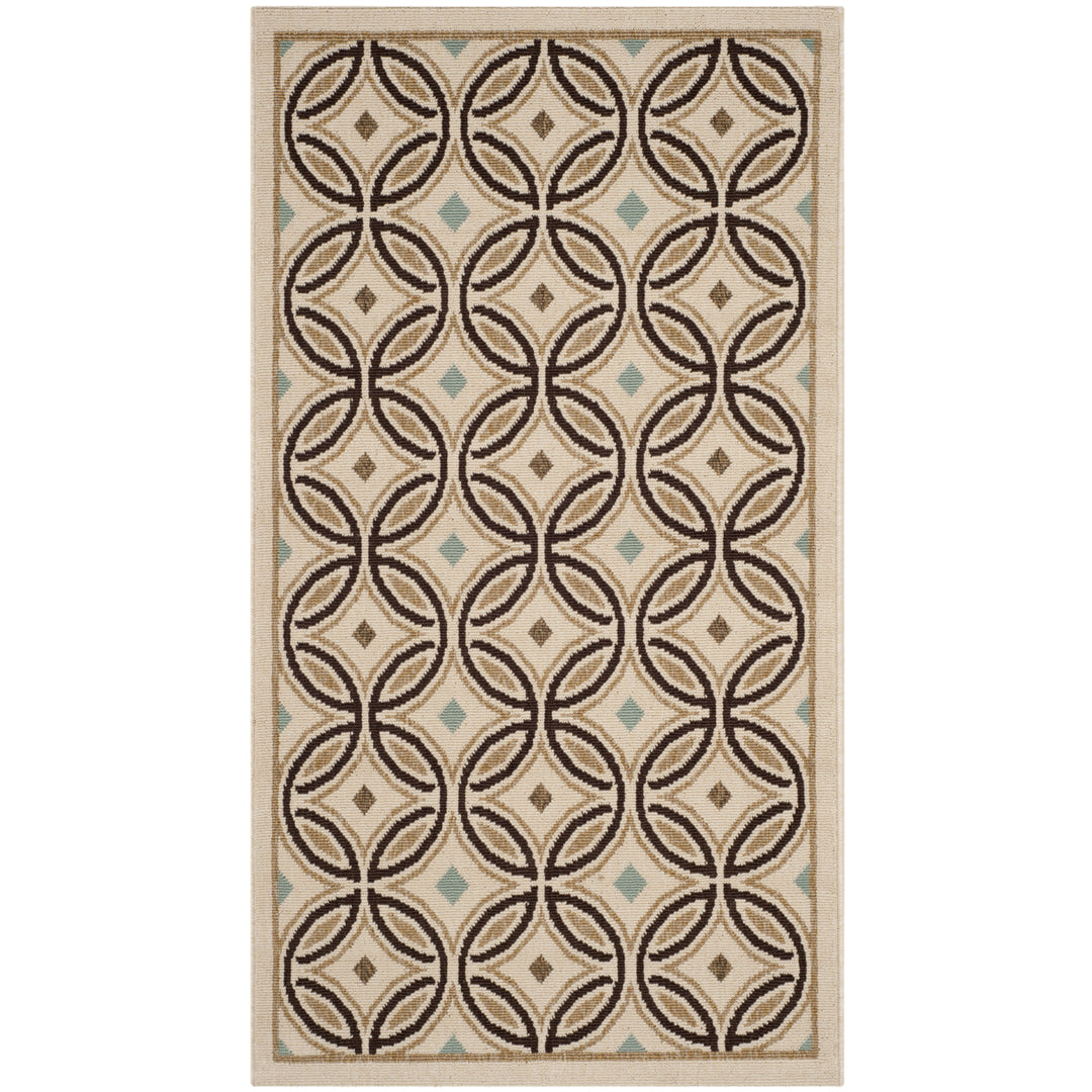 SAFAVIEH Outdoor VER047-0212 Veranda Cream / Chocolate Rug Image 5